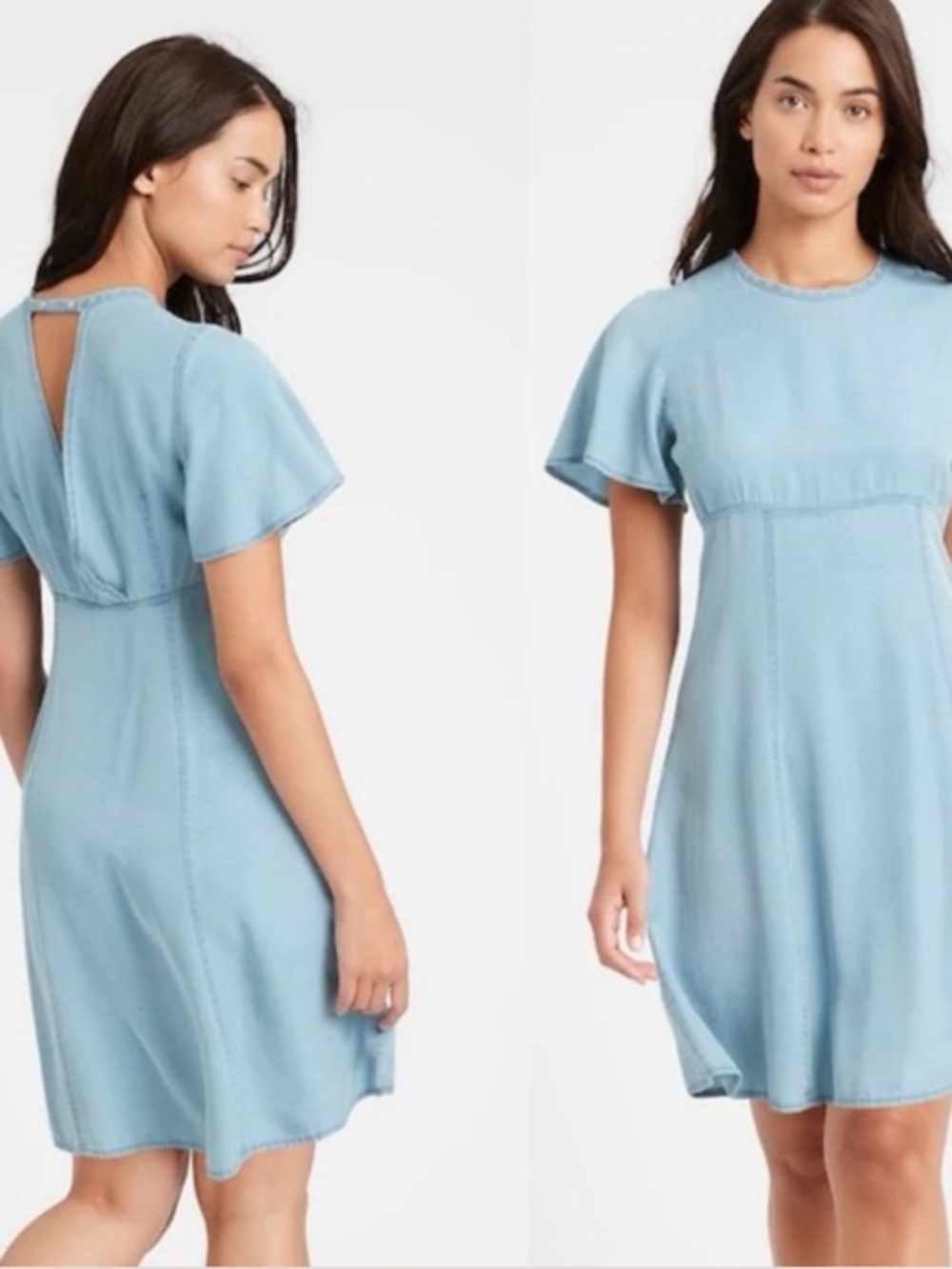 New BANANA REPUBLIC Denim look Flutter Sleeve Dress SOFT